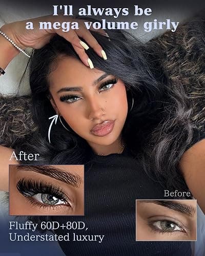 Fluff Lash Clusters 60D+80D Thick Eyelash Clusters D Curly Wispy Individual Lashes 10-18mm Cluster Eyelash Extensions 280pcs False Eyelashes DIY Flat Lash Extension by TOOCHUNAG thumbnail 2