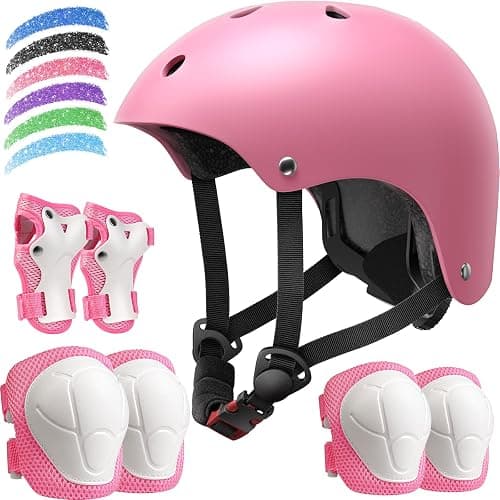 Kids Bike Helmet Set, Adjustable Helmet for Ages 2-3-5-8-14 Year Boys Girls, Toddler Pad Set with Knee and Elbow Pads for Bike, Roller, Skating, Scooter, Longboard and More Sports, 6 Color - Image 1