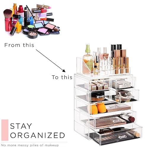 Sorbus Acrylic Makeup Organizer Set, 7-Drawer Vanity & Countertop Cosmetic Storage with Small & Wide Compartments, Clear Makeup Storage for Brushes, Lipsticks, Jewelry – Holiday Gift for Women & Teens thumbnail 7