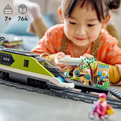 LEGO City Express Passenger Train Set - Remote Controlled Train Toy W/Working Headlights, 2 Coaches & 24 Track Pieces - Building Set Gift Idea for Kids, Boys & Girls, Ages 7+ - 60337 thumbnail 6