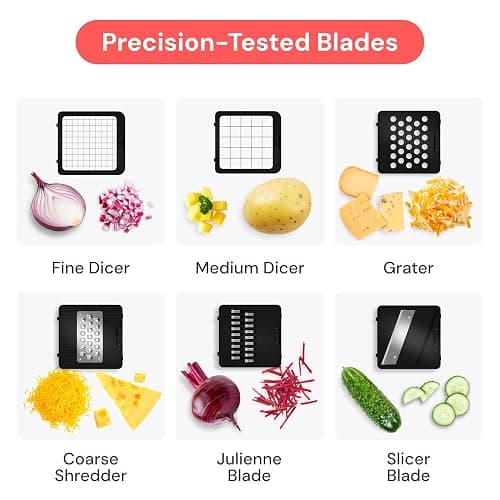Fullstar Mandoline Slicer for Kitchen - Vegetable Chopper, Onion Potato Food Veggie Fruit Slicer and Cutter with Container, Kitchen Gadgets & Gifts, Home Essentials (6-in-1, Gray/Green) thumbnail 5
