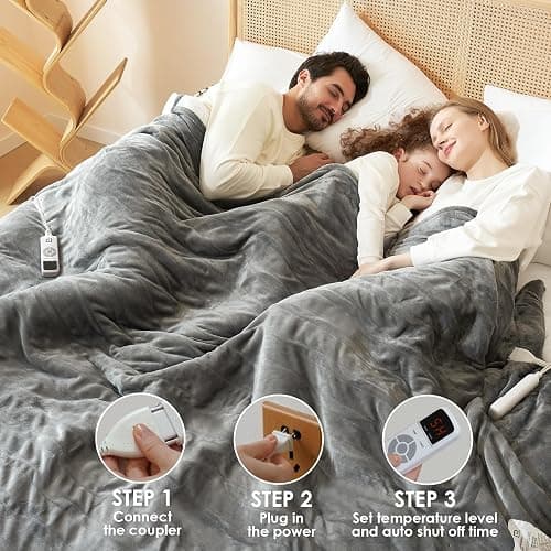 EHEYCIGA Heated Blanket Electric Throw - Heating Blanket with 9 Heating Levels & 10 Hours Auto Off, Soft Cozy Sherpa Washable Throw with Fast Heating, 50 x 60 Inches thumbnail 6