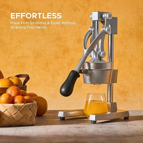 CO-Z Manual Citrus Juicer, Commercial Grade Cast Iron Orange Juicer, Professional Heavy Duty Juice Press with Removable Strainer, Manual Juice Extractor for Orange Lemon Pomegranate Citrus, Gray thumbnail 8