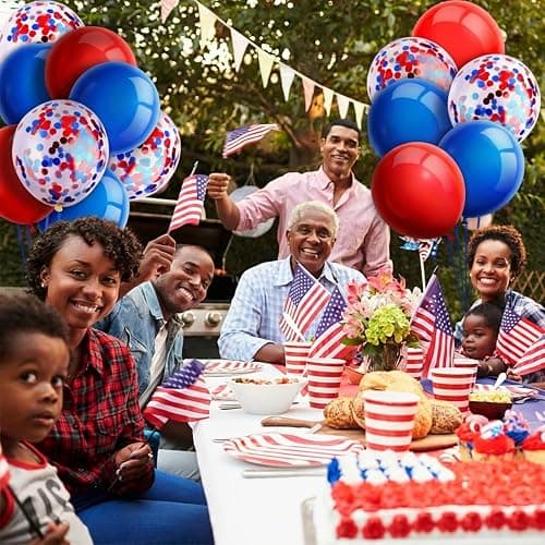 TecUnite 80 Pcs Red White and Blue Balloons Kit 12 Inch 4th of July Independence Day Patriotic Balloons 250th Anniversary Confetti Latex Balloon for Memorial Day Party Arch Decorations Supplies thumbnail 2
