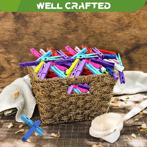 100 Pcs Colored Clothes Pins Wooden, Colored Clothespins for Crafts 2.9 Inch, Clothing Pins for Hanging Classroom thumbnail 2