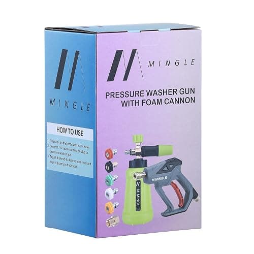 M MINGLE High Pressure Washer Gun Snow Foam Lance, 4000 PSI Cannon Foam Blaster Power Washer with 1/4" Quick Connector, Car Wash Foam Cannon Kit with 5 Pressure Washer Nozzle Tips, 1 Liter thumbnail 9