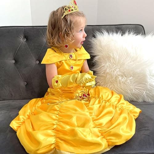 knemmy Princess Costume Dresses for Girls Costumes Halloween Cosplay Birthday Outfit Yellow thumbnail 3