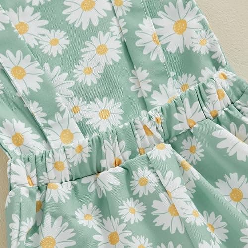Ayalinggo Toddler Baby Girl Sunflower Print Overalls Shorts with Pocket Suspender Trousers Cute Summer Clothing Outfit thumbnail 5