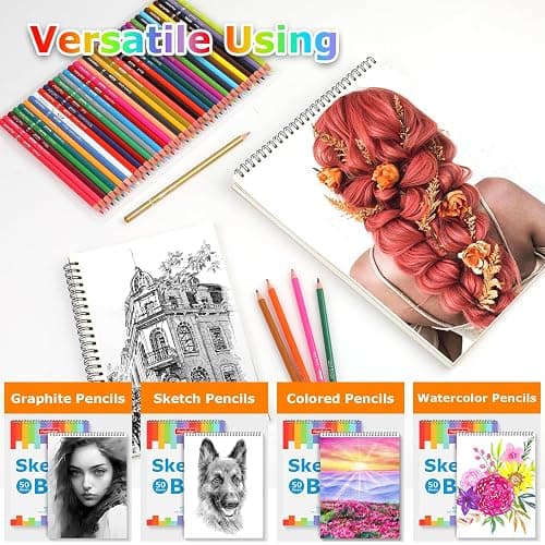9" x 12" Sketch Book, 2-Pack 50 Sheets Spiral Bound Art Sketchbook, Acid Free Artist Drawing Book Paper, Art Supplies for Adults Kids, Craft Activities, Sketch Paper for Drawing Coloring Sketching thumbnail 3