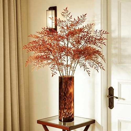 Large Leopard Amber Glass Vase, Luxe 11.8” Brown Decorative Centerpiece, Translucent Vintage Tortoise Shell Vase for Pampas Grass, Boho Modern Farmhouse Home Decor thumbnail 6