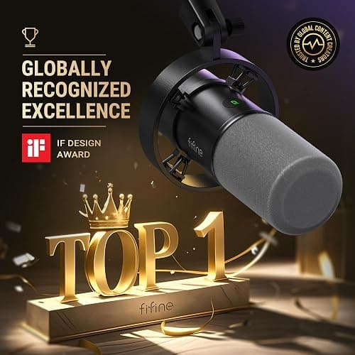 FIFINE K688 Podcast Microphone Kit, USB/XLR Dynamic Microphone with Boom Arm for PC/XLR Mixer, Gaming Mic with Mute Button, Headphone Jack for Vocal, Voice-Over, Streaming, Music Recording -K688CT thumbnail 2