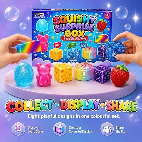 Squishy Box Mystery Set (#H) | 8 Pcs Squishies, Soft Squeeze Fidget Toys, Malt Sugar Blind Box, Fun Gift for Kids Teens and Adults thumbnail 6