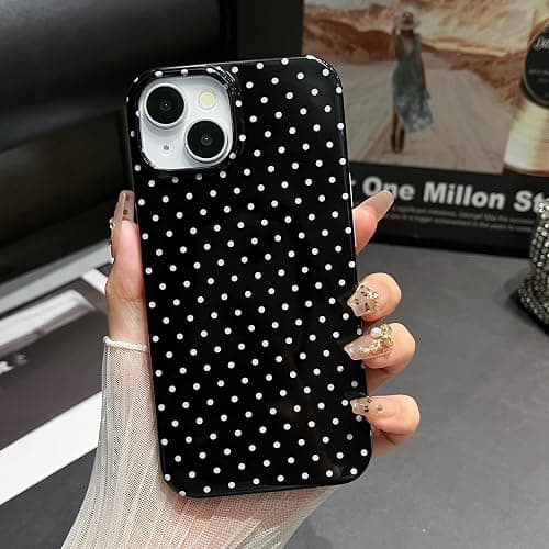 Jmltech for iPhone 14 Case Polka Dot Phone Cases Aesthetic Design Trendy Simple Case Slim Shockproof Protective Cover Navy Blue thumbnail 8