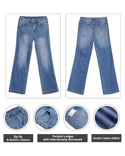 GRAPENT Womens Flare Jeans High Waisted Wide Leg Baggy Jean for Women Stretch Denim Pants thumbnail 4
