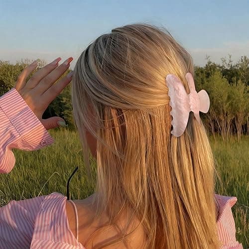 2 Pack Hair Claw Clips for Women, Acrylic Claw Clips for Thick Hair Non-slip Clip for Hair, Large Claws Hair Accessories for Women (Pink & Black) thumbnail 6