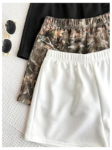 RoseSeek Girl's 3 Packs Elastic Waist Mini Camo Shorts Mid Rise Athletic Shorts thumbnail 4