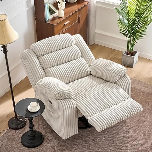 SINCRUMI Power Swivel Rocker Recliner Chair for Adults with Massage and Heat, USB and Type-C Charging Port, Infinite Position, Electric Glider Rocking Chairs for Living Room, Nursery, Pale Grey thumbnail 2