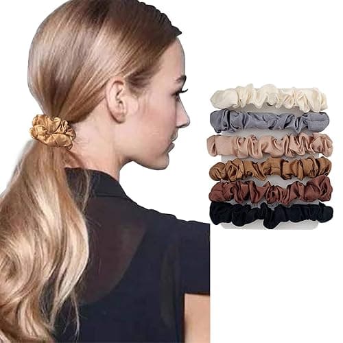6pcs Elegant French satin headband versatile basic hair rope hair accessory rubber band thumbnail 5
