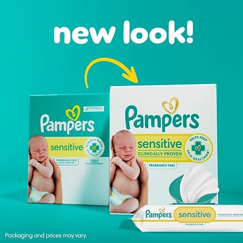 Pampers Sensitive Baby Wipes, Water Based, Hypoallergenic and Unscented, 8 Flip-Top Packs, 4 Refill Packs (1008 Wipes Total) thumbnail 12