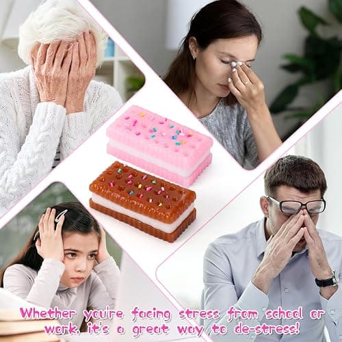 Vodolo 4 PCS Silicone Stress Relief Squishy,Cookie Sticky Taba Squishy Fidget Toys Adults,Ultra-Soft Squeeze Toys,Fun Silicone Enjoy Decompression Toy,Soft and Relaxing Squeezing Toy thumbnail 7