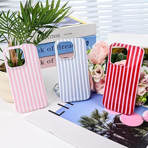 SleekCover Compatible with iPhone 14 Pro Case,Cute Aesthetic Striped Pattern Cover for Women Girls,Soft TPU Shockproof Protective Stylish Kawaii Case for iPhone 14 Pro 6.1",Pink/Yellow thumbnail 8