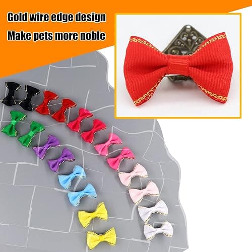 YAKA 60PCS (30 Paris) Cute Puppy Dog Small Bowknot Hair Bows with Metal Clips Handmade Hair Accessories Bow Pet Grooming Products (60 Pcs,Cute Patterns) thumbnail 6