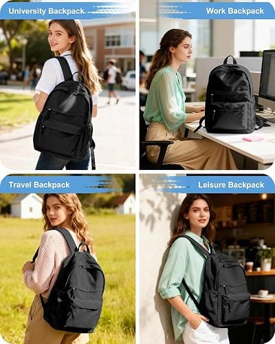VGCUB Black School Backpacks Travel Book Bag Waterproof Work Light Aesthetic College Backpack for School Girls Boys Teens Mochilas Escolares Para Niñas Casual Daypack for Women Men thumbnail 7
