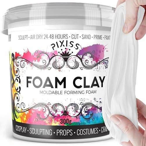Moldable Cosplay Foam Clay (White) by Pixiss (300 Gram) Cosplay Foam Clay - High Density and Perfect for Intricate Designs | Air Dry | Great for Cutting with Knife or Rotary Tool, Sanding or Shaping - Image 1