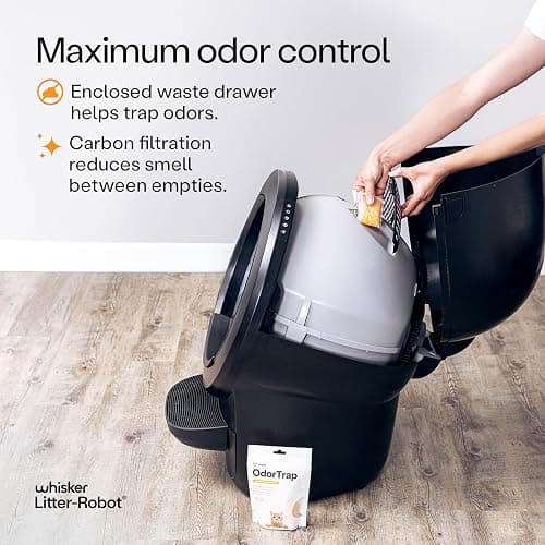 Litter-Robot 4 Supply & Accessory Bundle by Whisker, Black- Automatic Self-Cleaning Cat Litter Box, Includes Litter-Robot 4, Ramp, Mat, 3 OdorTrap Packs, 10 Liners, 30 Wipes, & 2 Carbon Filters thumbnail 6