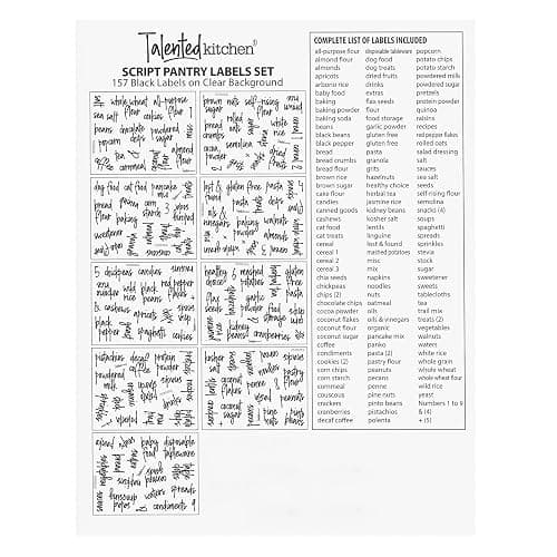 Talented Kitchen Pantry Labels for Food Containers - 157-Piece, Black Script Vinyl - Jar & Bin Labels & Food Storage Organization Stickers thumbnail 6