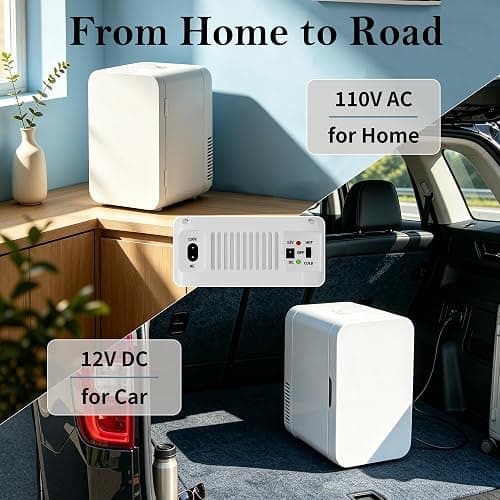 JrostKault Mini Fridge for Bedroom - 6 Liter/8 Can Portable Refrigerator for Car, Office, Dorm - Quiet Cooler & Warmer for Food, Drinks, Makeup & Skincare - AC/DC Power Supply thumbnail 7