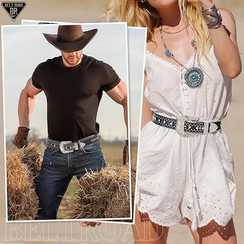 BELTROAD Rhinestone Belt Goth Bling Belts for Women and Men Western Cowboy Cowgirl Belts for Jeans, Halloween Belt thumbnail 2