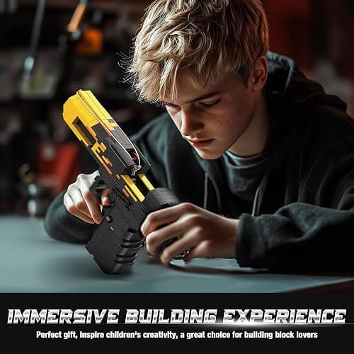 Fluorspar blaster Building Block Gun for Adults, 1: 1 Pistol Building Set for Boys Age 14+ Model Gun That Shoot Rubber Band DIY Assembling, Collectible Gift for Toy Lovers, 700Pcs thumbnail 7