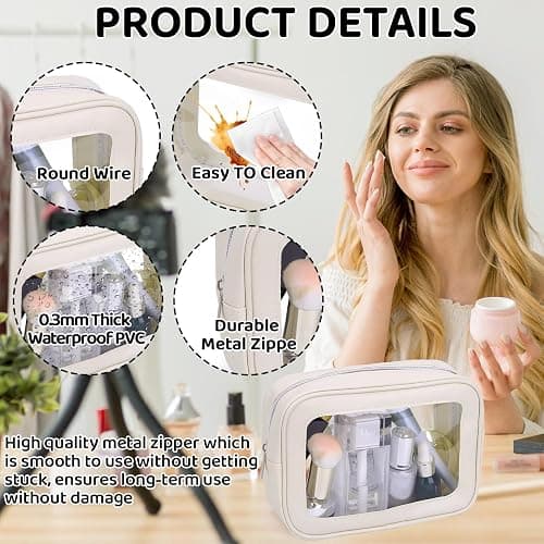 8 Packs TSA Approved Toiletry Bags Clear Toiletry Bags for Travel PVC Makeup Pouch Waterproof Quart Size Clear Cosmetic Bag with Zipper for Airport Airline Compliant Bag Women Men Travel Bathroom thumbnail 3