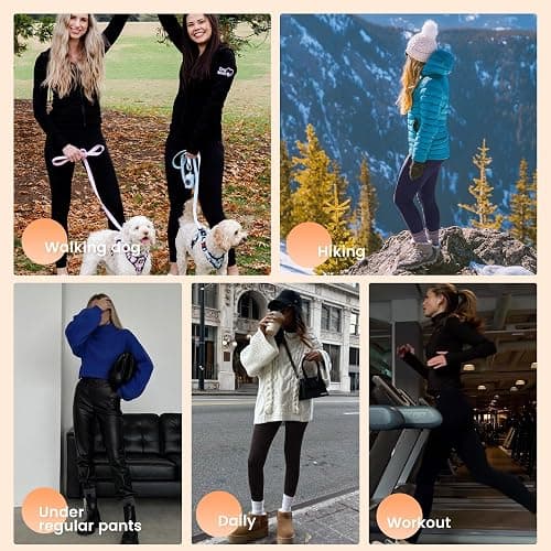 QGGQDD Fleece Lined Leggings Women - Soft Tummy Control High Waisted Winter Thermal Warm Yoga Pants for Workout Hiking thumbnail 5