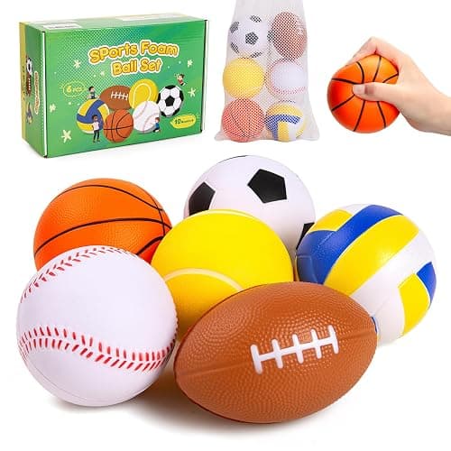 Innotoys Balls for Toddlers Babies, Soft Baby Toys, 6 Pack 3.5" Foam Balls Kids Sports Set, Small Soccer Basketball Baseball Football Volleyball Tennis, Indoor Outdoor Toys Games Gifts for Boys Girls - Image 1