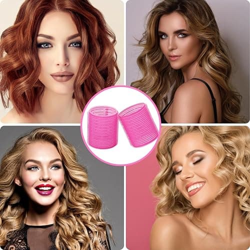 KEYRI 48 Stück Lockenwickler Set Jumbo Groß Haftwickler Selbsthaftend Hair Rollers mit Haar Klammer DIY Locken Ohne Hitze für Lange Mittlere Kurze Salon Friseur (Rosa, 3 Größe) thumbnail 7