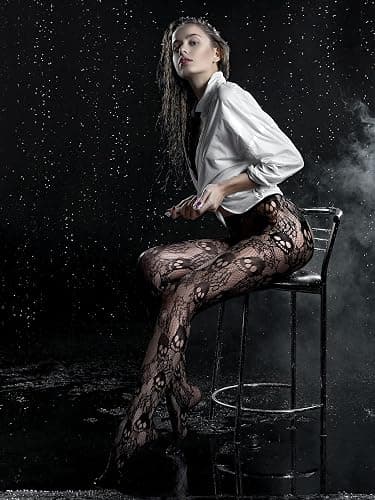 Ramede 6 Pairs Fishnet Stockings Women Lace Tights Patterned Thigh High Waist Goth Leggings Tight Pantyhose for Halloween thumbnail 2