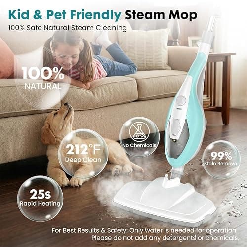 DUMOS 10-in-1 Multifunctional Steam Mop, 1550W Detachable Handheld Steam Cleaner, 16FT Power Cord with 2 Reusable Pads, Floor Steamer for Hardwood, Tile, Carpet, Grout, Windows thumbnail 3