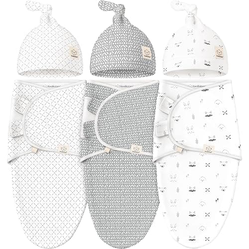 KeaBabies 3-Pack Organic Swaddles for Newborns Girls, Boys with Hats - Soft Cotton Baby Sleep Sacks 0-3 Months, Breathable Baby Hats and Swaddles 0-3 Months, Newborn Essentials Must Haves (Nordic) - Image 1