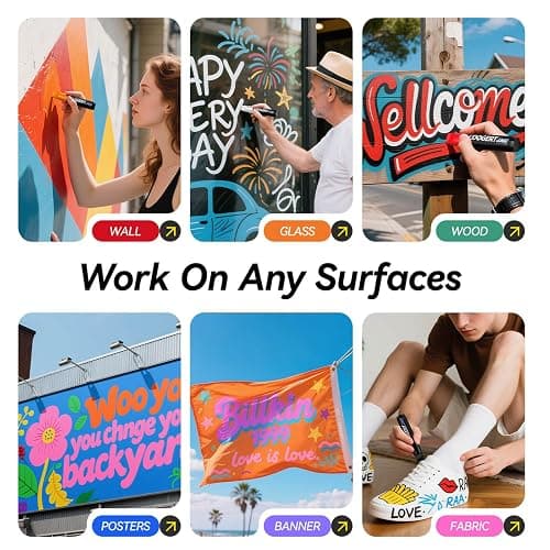 Coogert 8 Vibrant Colors Jumbo Poster Markers, 15MM Thick Permanent Acrylic Graffiti Markers, Wide Tip Paint Marker for Canvas, Posters Board, Fabric, Window, Wood, Teachers,Banner painting supplies thumbnail 4