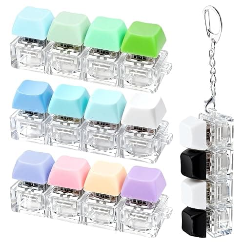 4 PCS Keyboard Fidget Toy, Keyboard Fidget Keychain 4-in-1 Keyboard Decompression Button Finger Clicker Toys, Button Stress Relief Fidget Gifts (Purple Green Blackwhite Blue) - Image 1