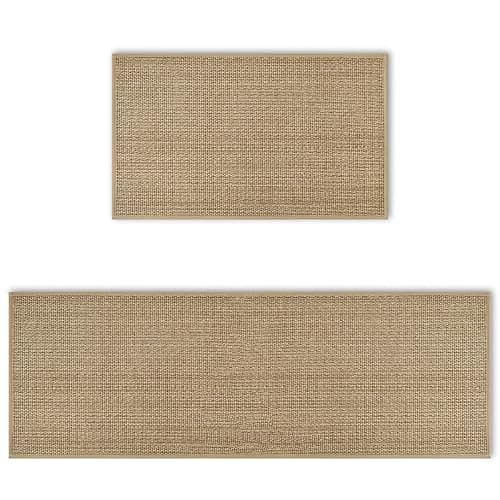 Artoid Mode Washable Non Slip Kitchen Rugs and Mats Set of 2, Rubber Backing Absorbent Kitchen Mats for Floor Front of Sink - 17x29 and 17x47 Inch - Image 1