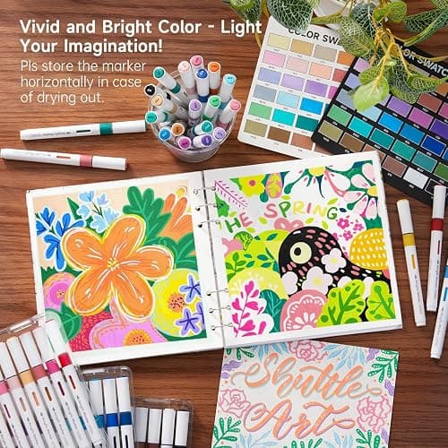 Shuttle Art Automatic Ink Control Acrylic Paint Markers, 36 Colors Brush Tip Acrylic Paint Pens for Rock Painting, Ceramic, Wood, Canvas, Glass, Stone, Fabric, Card, DIY Football Crafts thumbnail 7