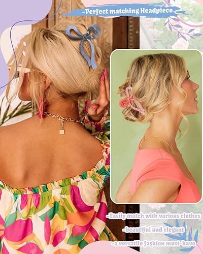 4 PCS Bow Hair Clips Bow Claw Clip for Women Nonslip Large Hair Claw Clips for Thin and Thick Hair Strong Hold Hair Bows (Light Brown+Light Pink+Khaki+Gray) thumbnail 3
