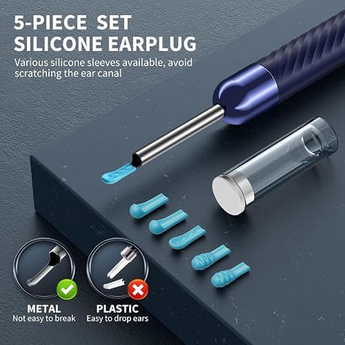Ear Wax Removal Tool Camera - Ear Cleaner with Camera,1080P Otoscope, Ear Cleaning Tool with 6 Ear Spoon, Ear Camera for iPhone & Android Phones - Blue - Blue thumbnail 5