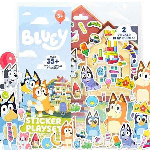 Horizon Group USA Bluey Sticker Playset, 2 Sticker Play Scenes, 35+ Reusable Puffy Bluey Repositionable Stickers for Kids, Perfect for Travel, Screen-Free Fun thumbnail 3