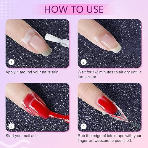 SAVILAND Gel Polish Liquid Latex for Nails: 15ML Nail Latex Peel Off Nail Polish Barrier Cuticle Guard Protector for Airbrush Nail Art Liquid Latex with Tweezers Home DIY Nail Art Salon for Women thumbnail 5