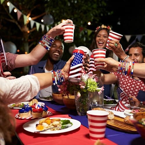 OHOME 4th of July Outfits for Women - 6 Pack Patriotic Bracelets | Fourth of July Decorations Accessories Shirts for Memorial Day Decorations - 250 Anniversary America Merchandise USA for Women thumbnail 7