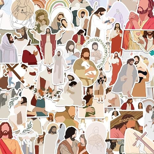 ROTY 100 Pcs Jesus Stickers Aesthetic Christian Stickers, Religious Cross Faith Waterproof Vinyl Gifts for Phone, Water Bottle, Luggage, Laptop, Adults Teens thumbnail 3